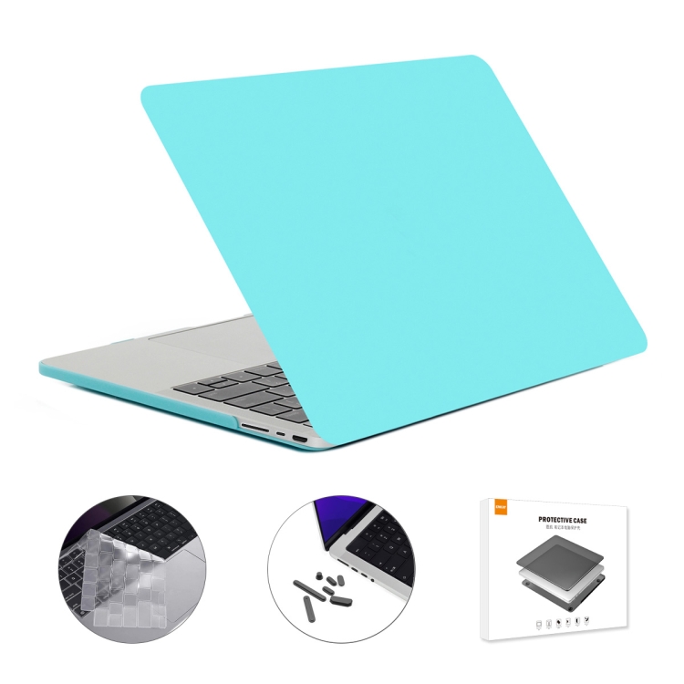 

ENKAY Hat-Prince 3 in 1 Matte Laptop Protective Case + TPU Keyboard Film + Anti-dust Plugs Set for MacBook Pro 16.2 inch A2485 2021, Version:EU Version(Cyan)