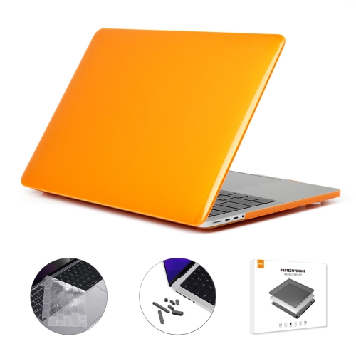 

ENKAY Hat-Prince 3 in 1 Crystal Laptop Protective Case + TPU Keyboard Film + Anti-dust Plugs Set for MacBook Pro 14.2 inch A2442 2021, Version:US Version(Orange)