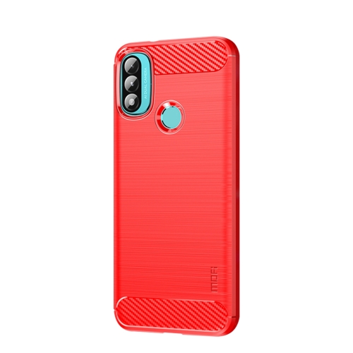 

For Motorola Moto E20 / E30 / E40 MOFI Gentleness Series Brushed Texture Carbon Fiber Soft TPU Case(Red)