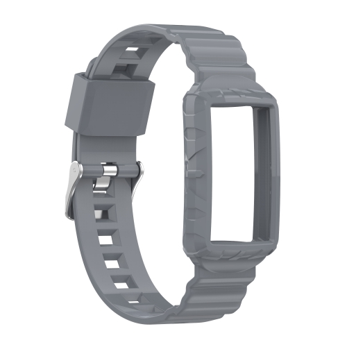 

For Fitbit Charge 4 Silicone One Body Armor Watch Strap(Gray)