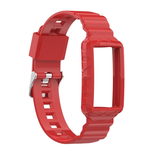 

For Fitbit Charge 4 SE Silicone One Body Armor Watch Strap(Red)