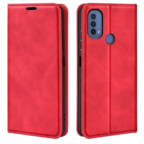 

For Motorola Moto E30 / E40 Retro-skin Magnetic Suction Leather Phone Case(Red)