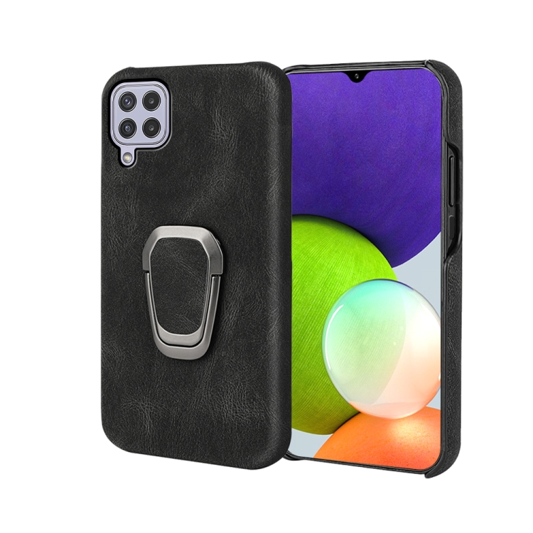 

Ring Holder PU Phone Case For Samsung Galaxy A22 4G(Black)