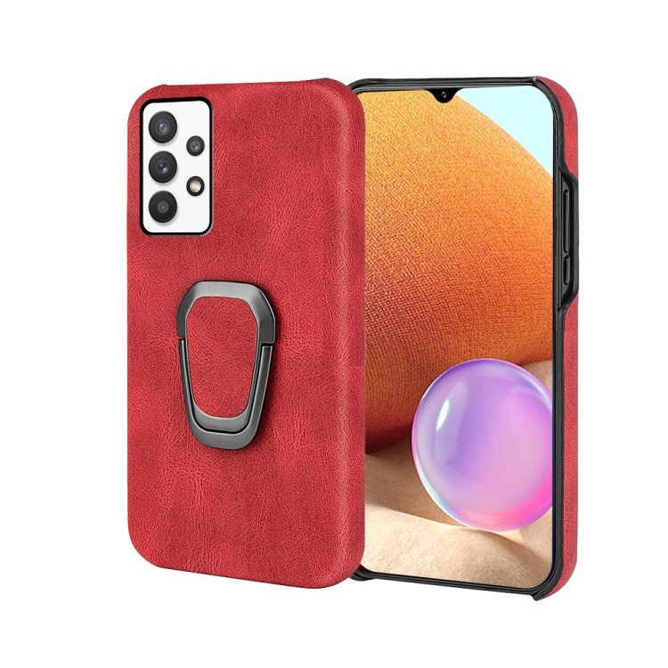

Ring Holder PU Phone Case For Samsung Galaxy A32 4G / A32 Lite(Red)
