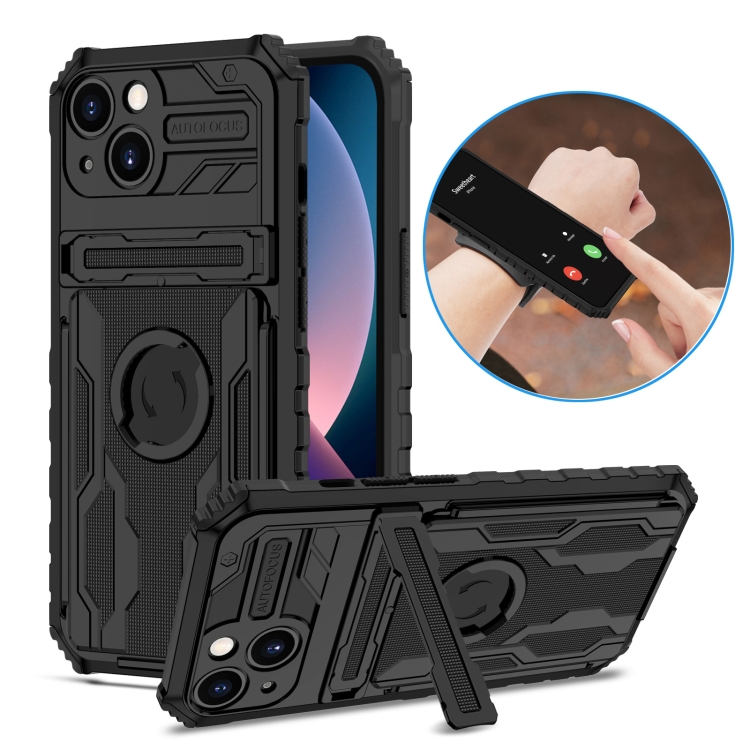 

ENKAY Armor Wristband Phone Case for iPhone 13 mini(Black)