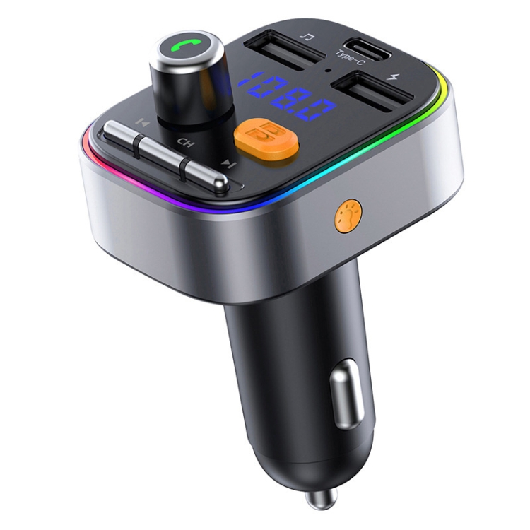 

T48C Car Bluetooth 5.0 Fm Transmitter Kit Dual USB with Type-C 5V 2.4A Car Charger