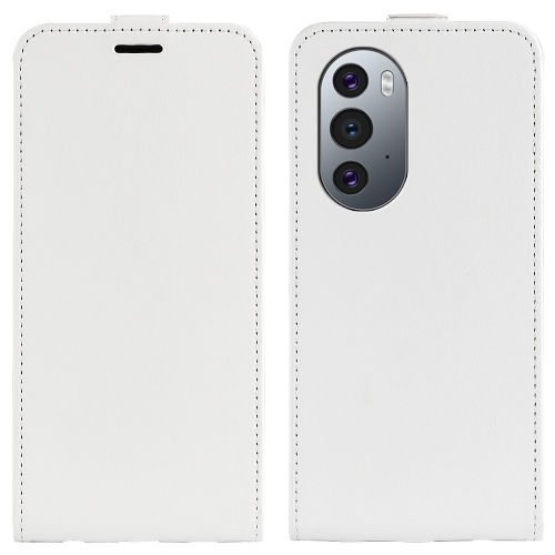 

For Motorola Edge X30 R64 Texture Single Vertical Flip Leather Phone Case(White)