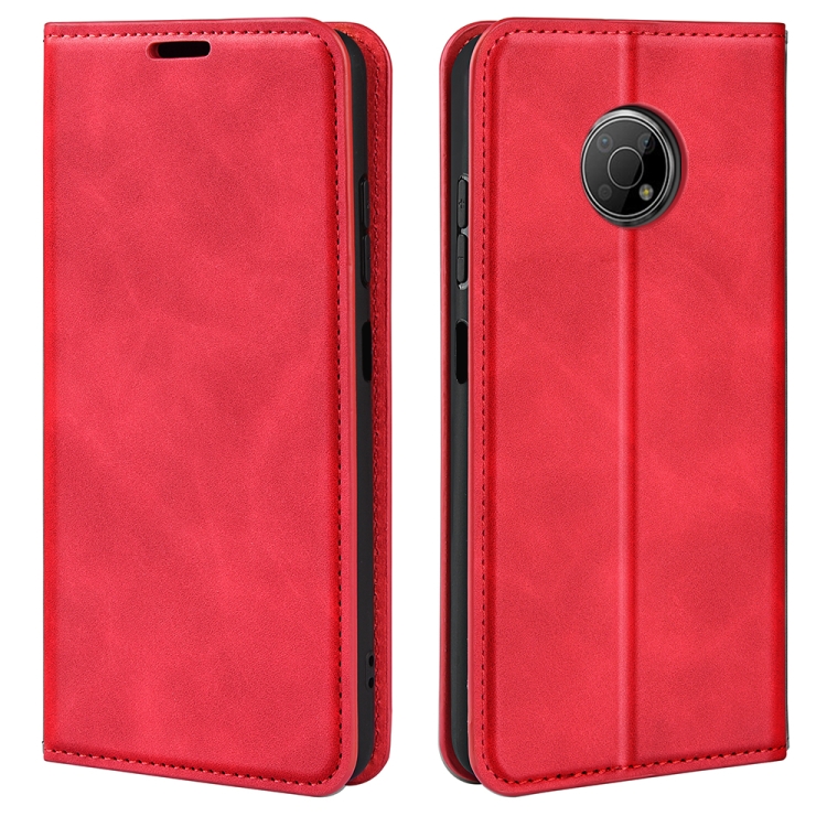 

For Nokia G300 Retro-skin Magnetic Suction Leather Phone Case(Red)