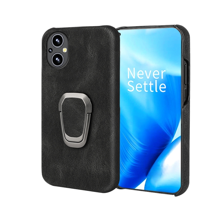 

For OnePlus Nord N20 5G Ring Holder PU Phone Case(Black)