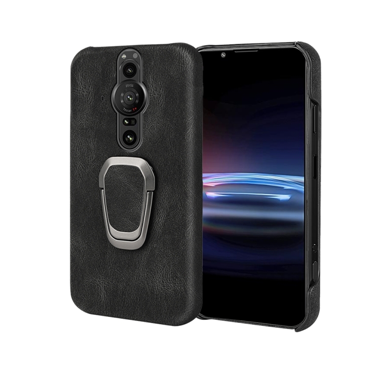 

For Sony Xperia Pro-I Ring Holder PU Phone Case(Black)