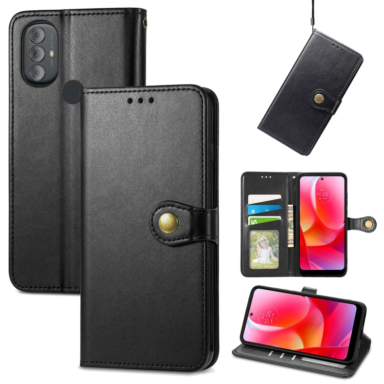 

For Motorola Moto G Power 2022 Solid Color Leather Buckle Phone Case(Black)