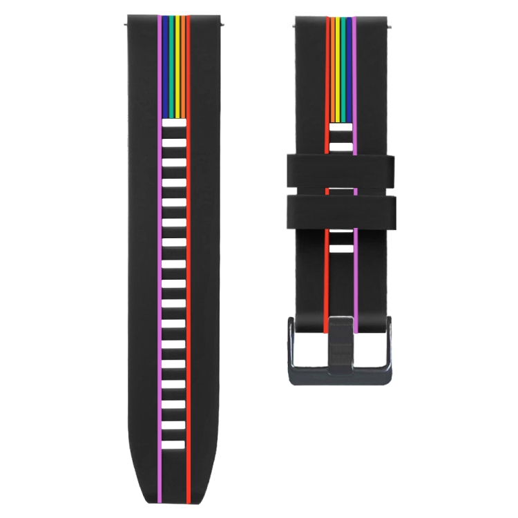 

For Honor Watch GS Pro Rainbow Silicone Watchband(Black)