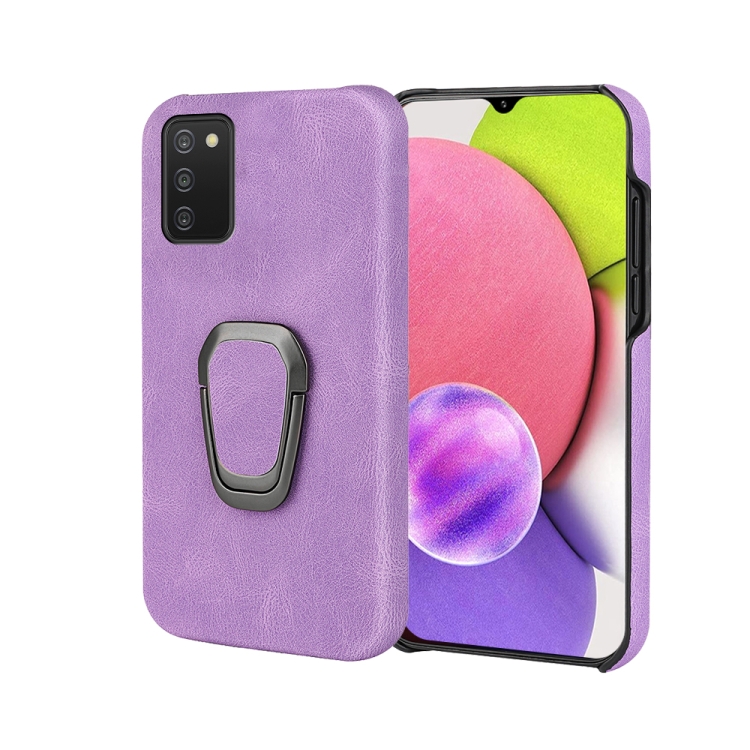 

Ring Holder PU Phone Case For Samsung Galaxy A03s 164mm(Purple)