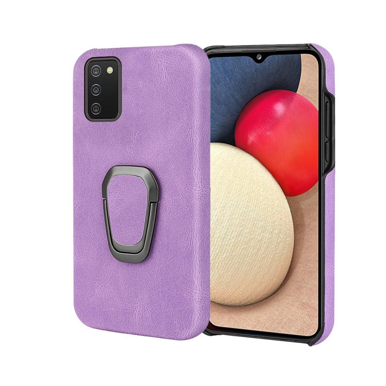 

Ring Holder PU Phone Case For Samsung Galaxy A02s 166mm(Purple)