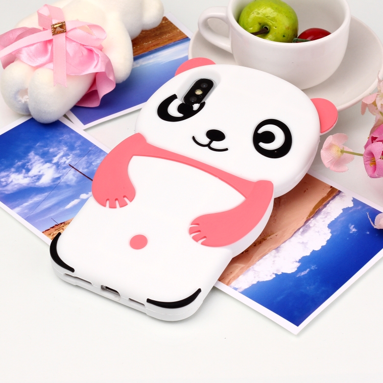 

Cute Panda Patterned 3D Silicone Shell for iPhone XS Max(Pink)