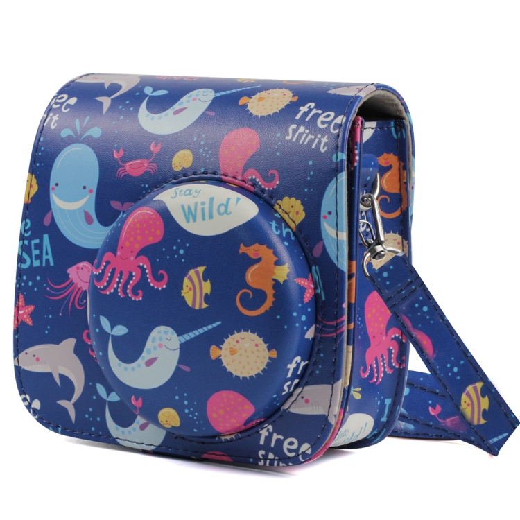 

Ocean World Pattern Full Body Camera PU Leather Case Bag with Strap for FUJIFILM instax mini 9 / mini 8+ / mini 8