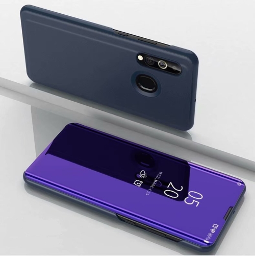 

For Galaxy A20e Electroplating Mirror Horizontal Flip Leather Case with Holder(Violet blue)