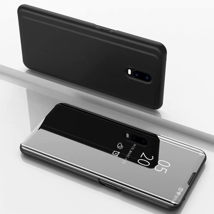 

Electroplating Mirror Horizontal Flip Leather Case for One Plus 7 , with Holder(Black)