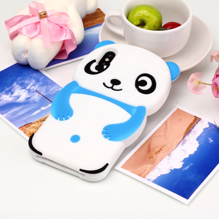 

Cute Panda Patterned 3D Silicone Shell for iPhone X&XS(Blue)