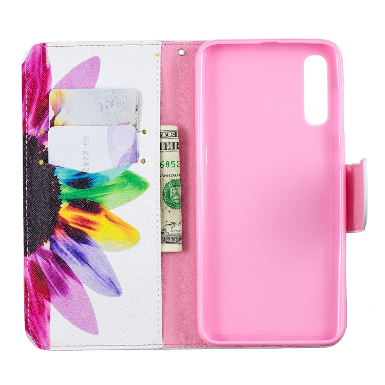 

Colored Drawing Pattern Horizontal Flip Leather Case for Samsung Galaxy A50,with Holder & Card Slots & Wallet(Sunflower)