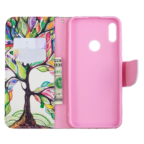 

Colored Drawing Pattern Horizontal Flip Leather Case for Huawei Y6&Y6Pro,with Holder & Card Slots & Wallet(Tree of Life)