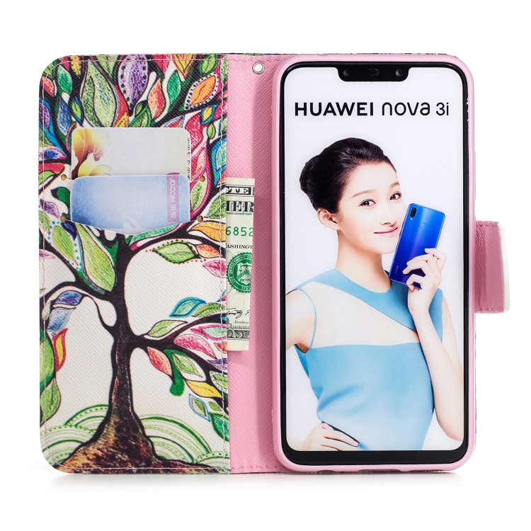 

Colored Drawing Pattern Horizontal Flip Leather Case for Huawei Nova 3i&P smart plus,with Holder & Card Slots & Wallet(Tree of Life)