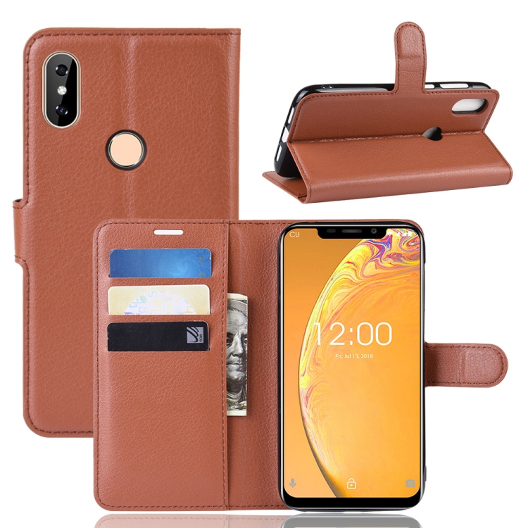

Litchi Skin PU Leather Wallet Stand Mobile Casing for Oukitel C13 Pro(Brown)