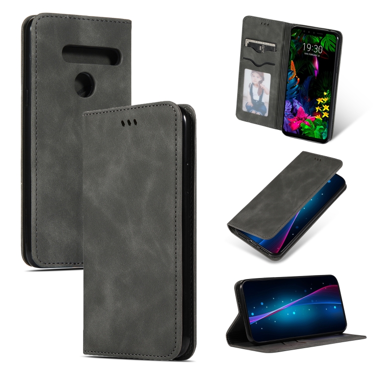 

Retro Skin Feel Business Magnetic Horizontal Flip Leather Case for LG G8 & LG G8 ThinQ &LG G8s(Dark Gray)