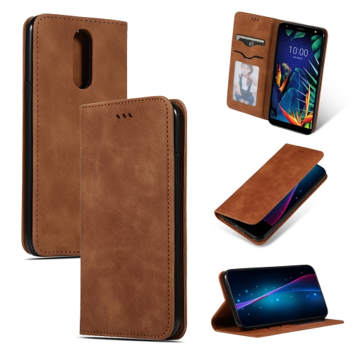 

Retro Skin Feel Business Magnetic Horizontal Flip Leather Case for LG K40 / K12 / K12 Plus, with Holder & Card Slots & Photo Frame(Brown)