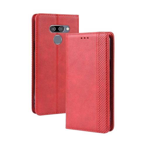 

Magnetic Buckle Retro Crazy Horse Texture Horizontal Flip Leather Case for LG K50 /LG Q60 , with Holder & Card Slots & Photo Frame(Red)