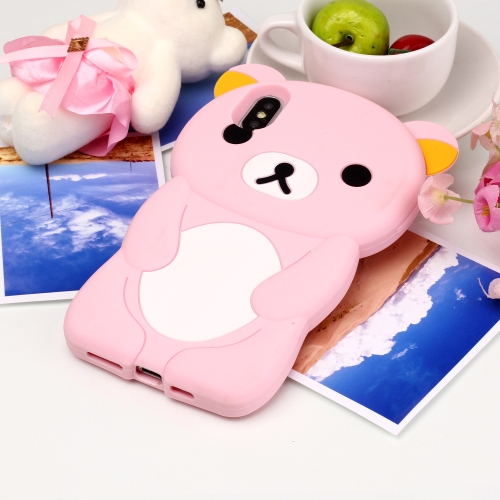 

Cute 3D Bear Silicone Protector Shell Case for iPhone XS Max(Pink)