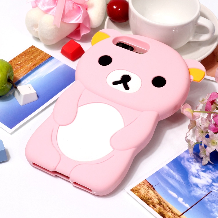 

Cute 3D Bear Silicone Protector Shell Case for iPhone 8 Plus / 7 Plus(Pink)