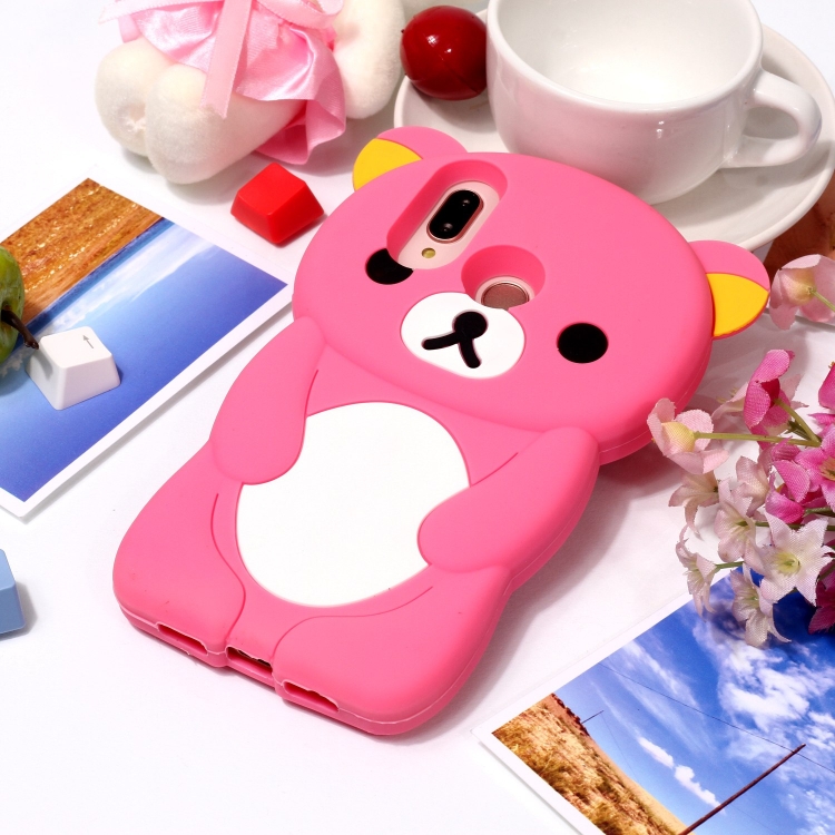 

Cute 3D Bear Silicone Protector Shell Case for Huawei P20 Lite / Nova 3e(Rose)