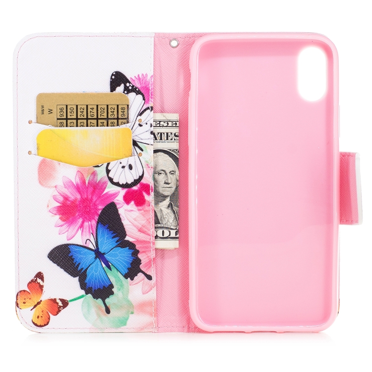 

Colored Drawing Pattern Horizontal Flip Leather Case for Iphone Xs Max,with Holder & Card Slots & Wallet(Two Butterflies)