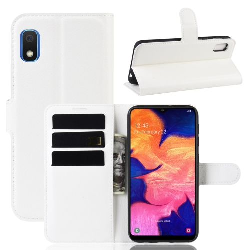 

Litchi Texture Horizontal Flip PU Leather Case for Galaxy A10e, with Holder & Card Slots & Wallet(White)