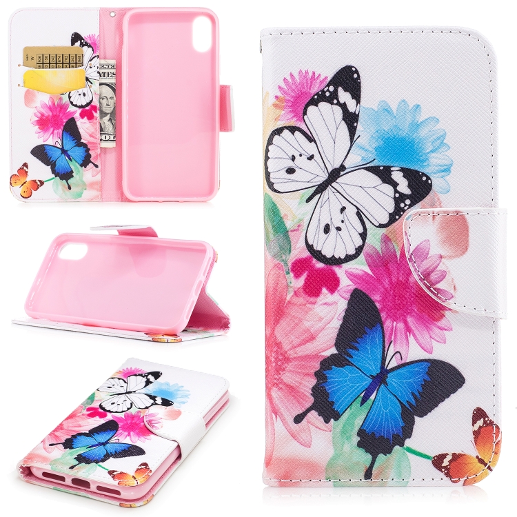 

Colored Drawing Pattern Horizontal Flip Leather Case for iPhone 6Plus& 6sPlus,with Holder & Card Slots & Wallet(Two Butterflies)