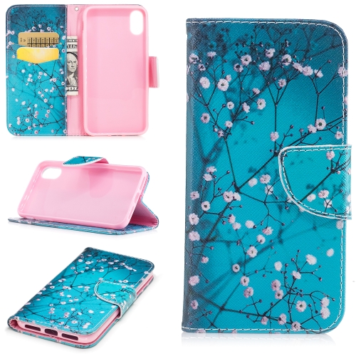 

Colored Drawing Pattern Horizontal Flip Leather Case for Iphone 5& Se,with Holder & Card Slots & Wallet(Plum Blossom)