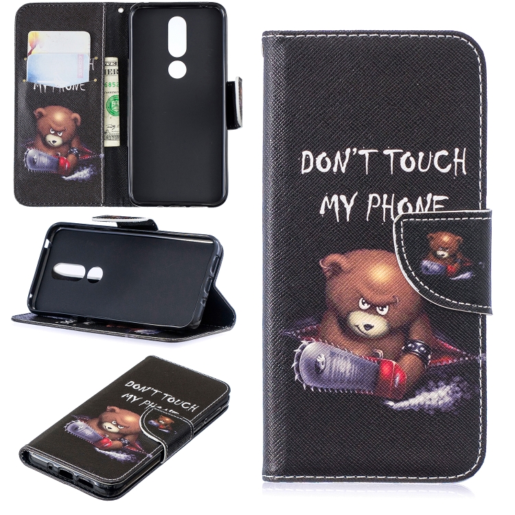 

Colored Drawing Pattern Horizontal Flip Leather Case for Nokia 7.1,with Holder & Card Slots & Wallet(Bear)
