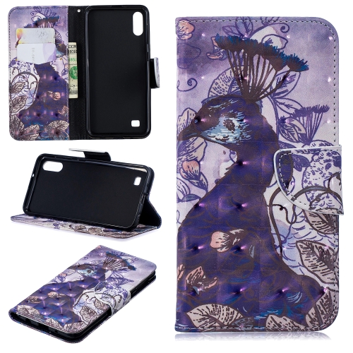 

3D Colored Drawing Pattern Horizontal Flip Leather Case for Samsung Galaxy A10, with Holder & Card Slots & Wallet(Peacock)