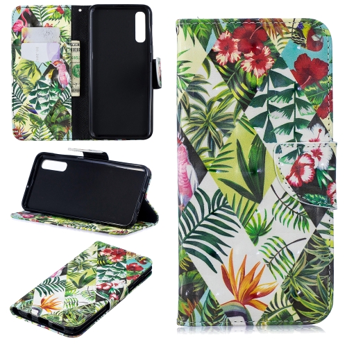 

3D Colored Drawing Pattern Horizontal Flip Leather Case for Samsung Galaxy A50, with Holder & Card Slots & Wallet(Banana Leaf)