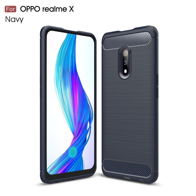 

Brushed Texture Carbon Fiber TPU Case for OPPO Realme X(Navy Blue)