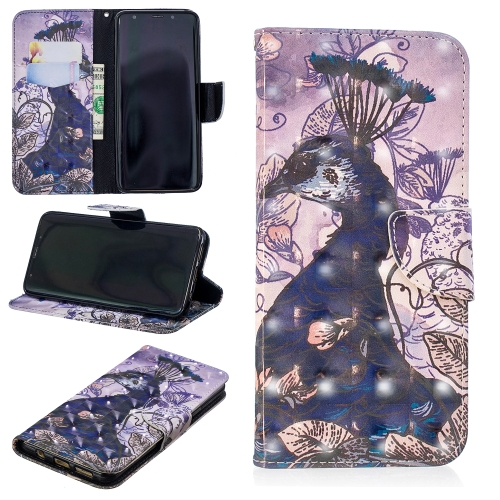 

3D Colored Drawing Pattern Horizontal Flip Leather Case for Samsung Galaxy S9 Plus, with Holder & Card Slots & Wallet(Peacock)
