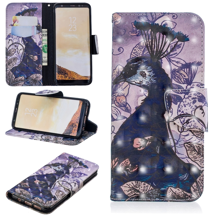 

3D Colored Drawing Pattern Horizontal Flip Leather Case for Samsung Galaxy S8, with Holder & Card Slots & Wallet(Peacock)