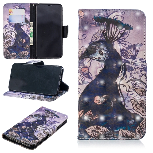 

3D Colored Drawing Pattern Horizontal Flip Leather Case for Galaxy A6 Plus, with Holder & Card Slots & Wallet(Peacock)