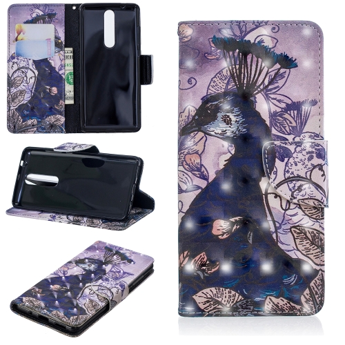 

3D Colored Drawing Pattern Horizontal Flip Leather Case for Nokia 5.1, with Holder & Card Slots & Wallet(Peacock)