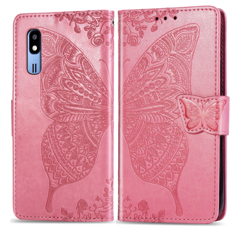 

Butterfly Love Flowers Embossing Horizontal Flip Leather Case For Samsung A2 Core with Holder & Card Slots & Wallet & Lanyard(Pink)