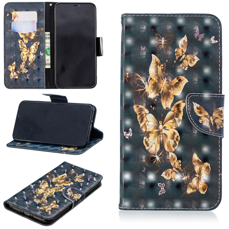 

3D Colored Drawing Pattern Horizontal Flip Leather Case for Redmi Note5& Note5 Pro, with Holder & Card Slots & Wallet(Black Background Butterfly)