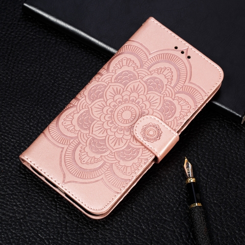 

Mandala Embossing Pattern Horizontal Flip Leather Case for Samsung Galaxy A750 & A7(2018) & A750F, with Holder & Card Slots & Wallet & Photo Frame & Lanyard(Rose Gold)