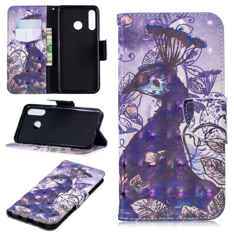 

3D Colored Drawing Pattern Horizontal Flip Leather Case for Huawei P30 Lite, with Holder & Card Slots & Wallet(Peacock)