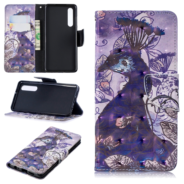 

3D Colored Drawing Pattern Horizontal Flip Leather Case for Huawei P30, with Holder & Card Slots & Wallet(Peacock)